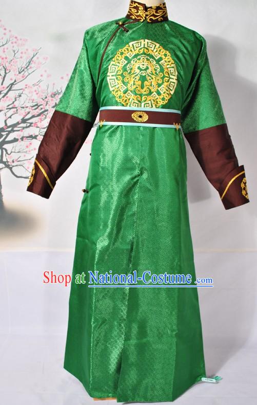 Ancient Chinese Green Prince Embroidered Dragon Costumes