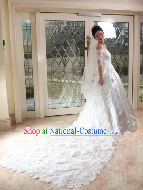 Stunning Mandarin Style Long Tail Wedding Dress