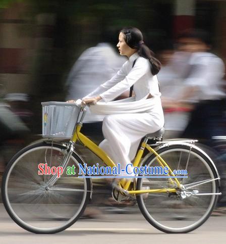 Traditional Vietnam Aodai White Clothing for Women