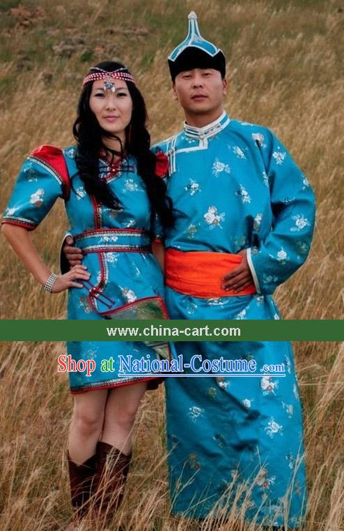 Traditional Chinese Mongolian Clothing and Hat for Men and Women