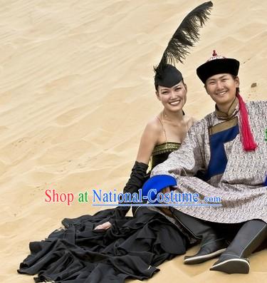 Ancient Mongolian Clothing and Hat for Men and Women