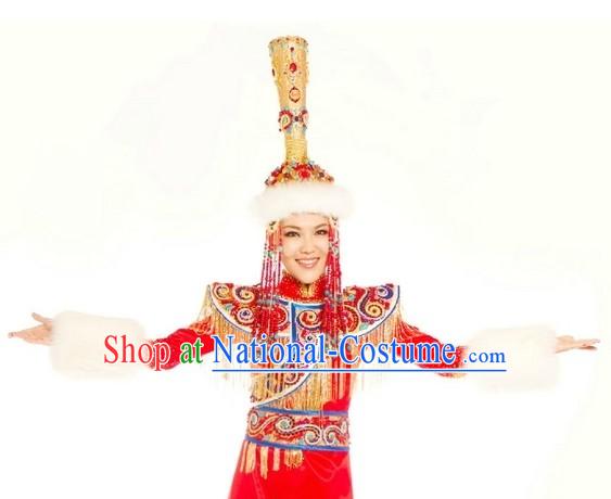 Ancient Mongolian Empress Clothing and Hat for Women