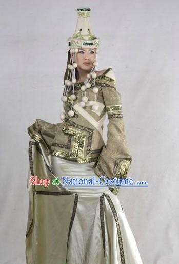 Traditional Mongolian Clothing and Hat for Women