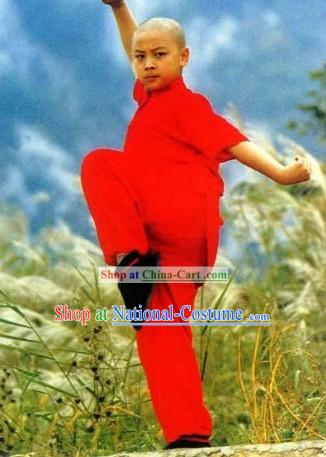 Chinese Red Shaolin Temple Kung Fu Uniform for Boys