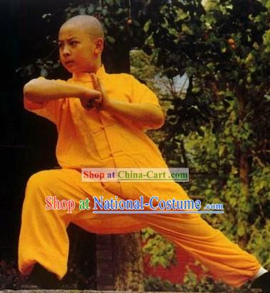 Chinese Yellow Shaolin Temple Kung Fu Uniform for Boys