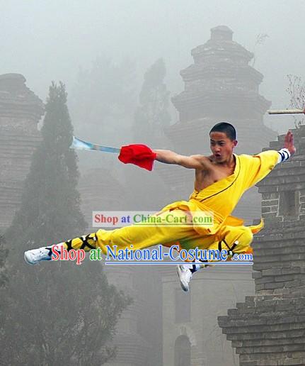 Traditional Shaolin Kung Fu Yellow Monk Costumes for Men