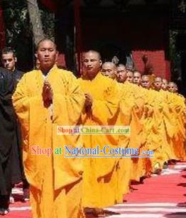 Traditional Chinese Shaolin Temple Yellow Kung Fu Long Robe