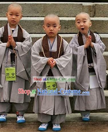 Traditional Chinese Shaolin Temple Grey Kung Fu Clothes for Kids