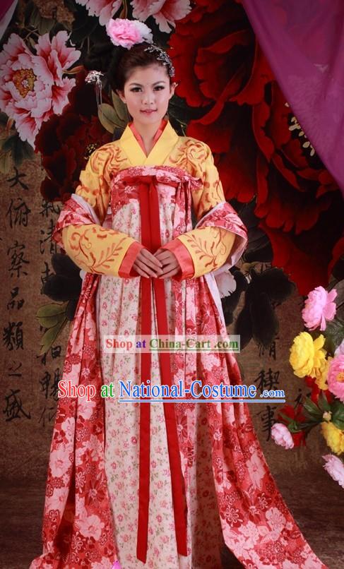 Ancient Chinese Tang Dynasty Princess Clothes and Hair Accessories Complete Set