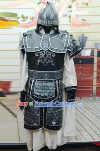 Ancient Chinese Three Kingdoms General Costumes and Helmet for Men