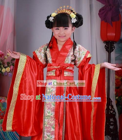 Ancient Chinese Red Han Dynasty Clothes for Kids