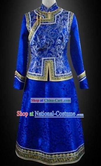 Chinese Classical Red Mongolian Clothes Complete Set