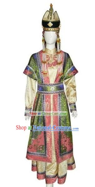 Traditional Chinese Mongolian Clothing and Hat Complete Set for Women