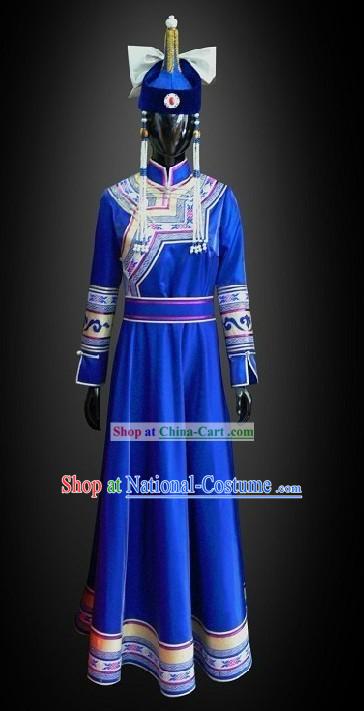 Traditional Chinese Mongolian Princess Costumes and Hat Complete Set for Women