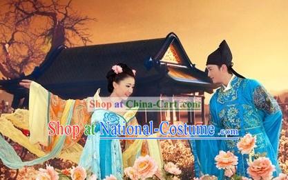 Ancient Chinese Tang Dynasty Wedding Couple Two Complete Sets for Men and Women