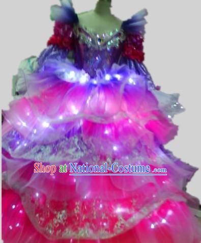 LED Lights Stage Performance Dance Costumes Complete Set for Women