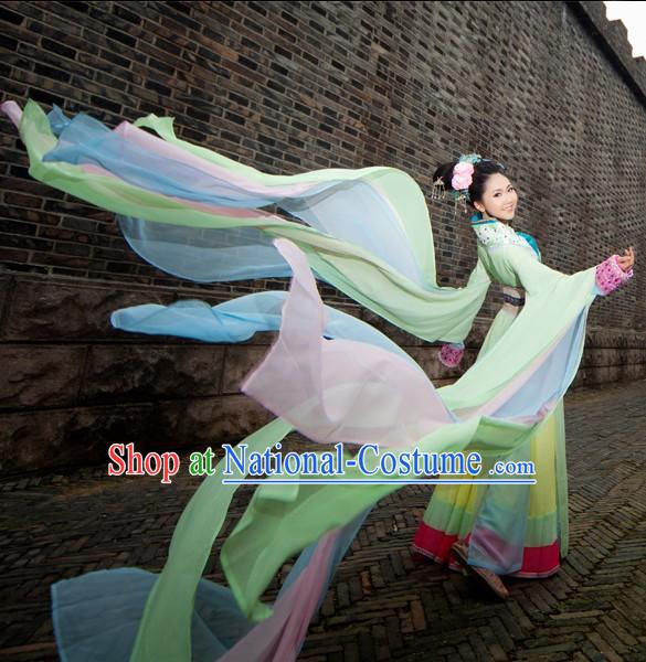 Ancient Chinese Palace Imperial Long Water Sleeves Dance Costumes Complete Set