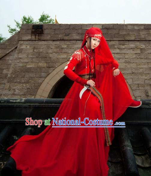 Ancient Chinese Tian Shan Original Tribe Princess Costumes and Headpiece