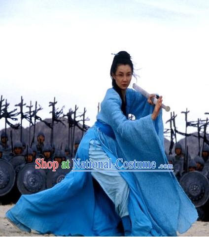 Chinese Classical Swordswoman Blue Costumes in Hero