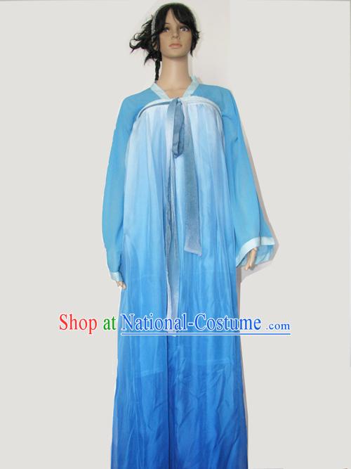 Ancient Chinese Blue Tea Ceremony Costume for Women