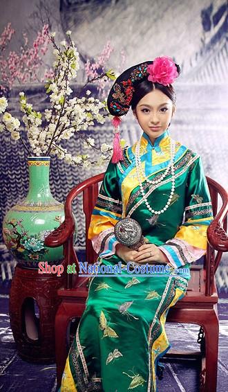 Traditional Chinese Qing Dynasty Manchu Princess Clothing for Women