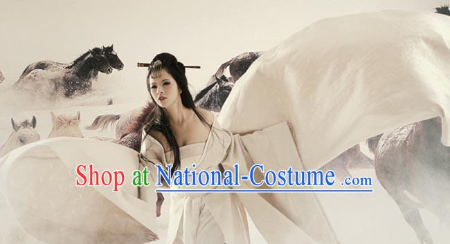 Ancient Chinese Plain White Costume for Women