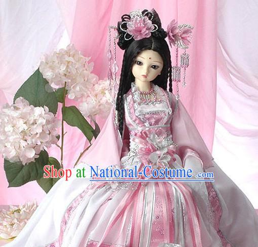 Ancient Chinese Princess Pink Clothing and Hair Accessories