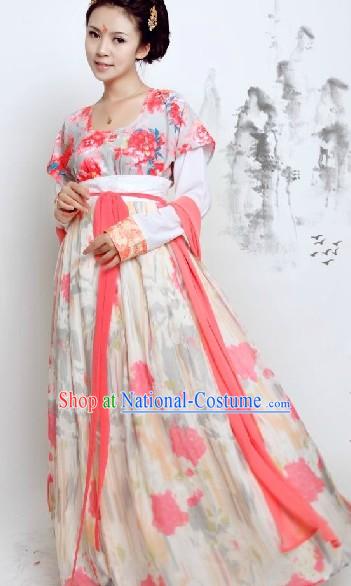 Ancient Chinese Tang Dynasty Female Clothing Complete Set for Women