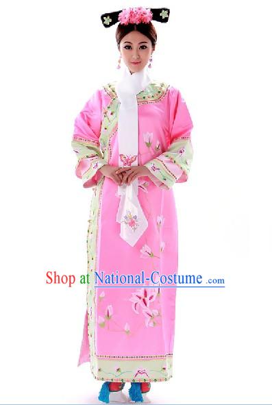 Chinese Manchu Qing Dynasty Pink Princess Costumes for Women