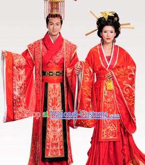 Ancient Chinese Emperor and Empress Palace Wedding Dresses Two Sets