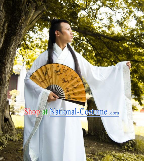 Ancient Chinese Plain White Hanfu Costume for Men