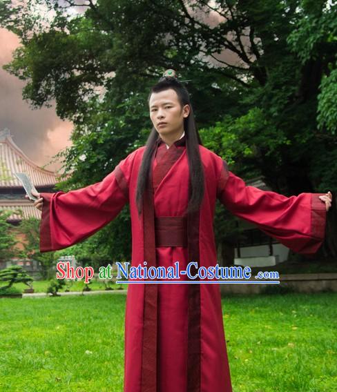 Ancient Chinese Red Hanfu Costumes for Men