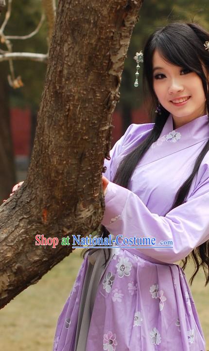 Ancient Chinese Hanfu Style Purple Clothing for Girls