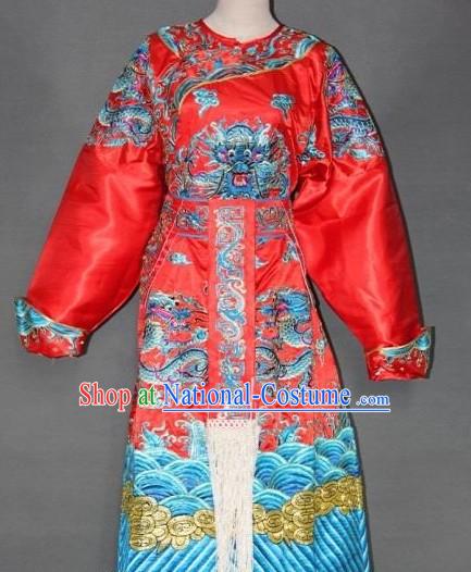 Red Golden Embroidered Dragon Peking Opera Costumes for Men