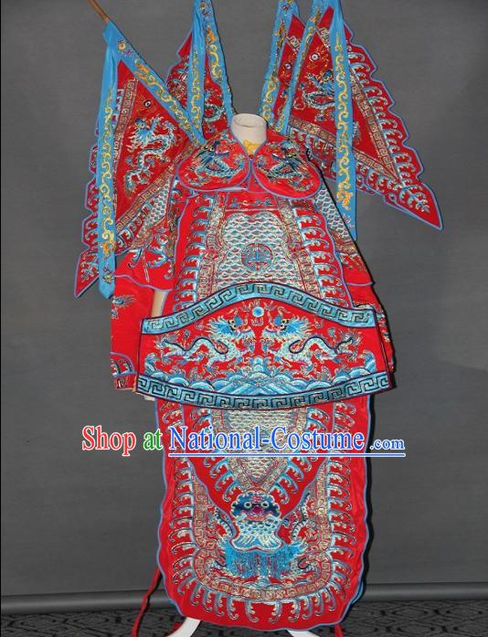 Peking Opera Embroidered Da Kao Armor Costumes with Flags for Men