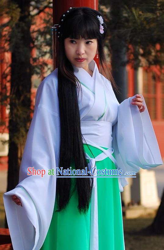 Ancient Chinese Han Fu Color Transition Clothing for Lady