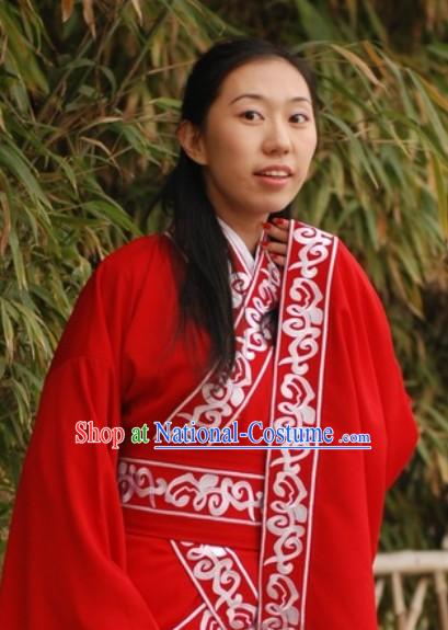 Ancient Chinese Han Dynasty Royal Lady Red Clothes