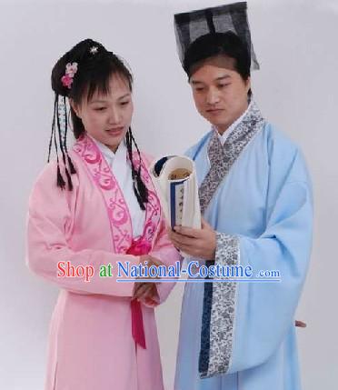 Ancient Chinese Husband and Wife Clothes Two Sets