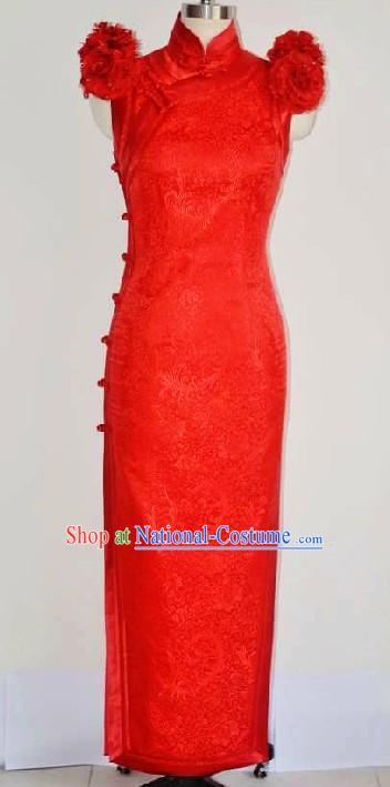 Chinese Classic Red Wedding Cheongsam for Brides