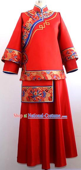 Chinese Classic Red Wedding Tang Suit for Brides