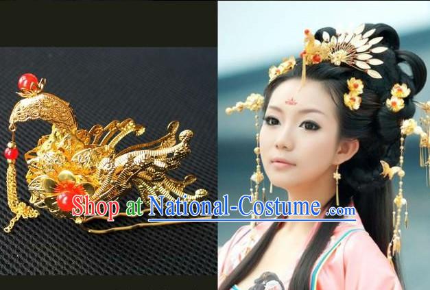 Ancient Chinese Hanfu Style Handmade Phoenix Hair Accessories Set for Brides