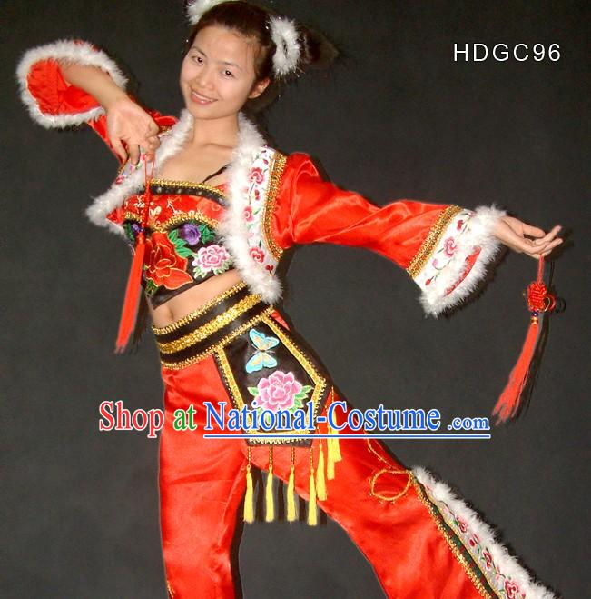 Flying Snowflakes Chinese New Year Yangge and Fan Dance Costume