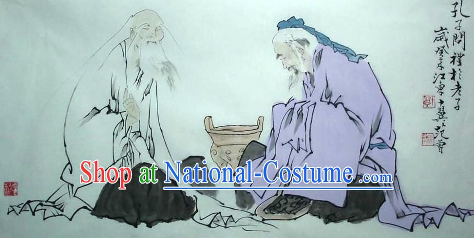 Chinese Classic Painting of Lao Tzu and Confucius by Fan Zeng