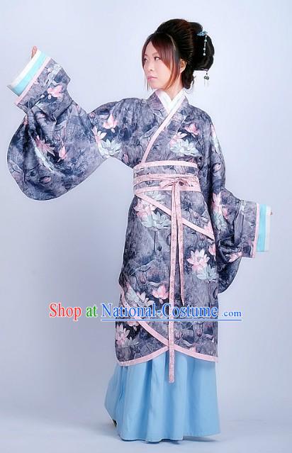 Traditional Chinese Lotus Beauty Hanfu Clothes for Lady