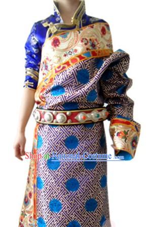 Traditional Chinese Female Tibetan Robe Complete Set