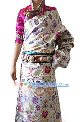 Traditional Chinese Female Tibetan Robe Complete Set