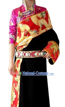 Traditional Chinese Female Tibetan Robe Complete Set