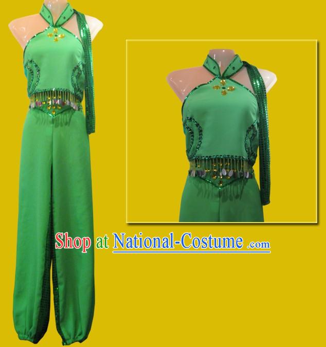 Chinese Classical Green Dance Costumes for Women