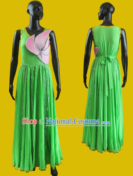 Green Chinese Lotus Dance Costumes for Women