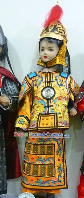 Chinese Emperor Armor Costume and Helmet Complete Set for Children